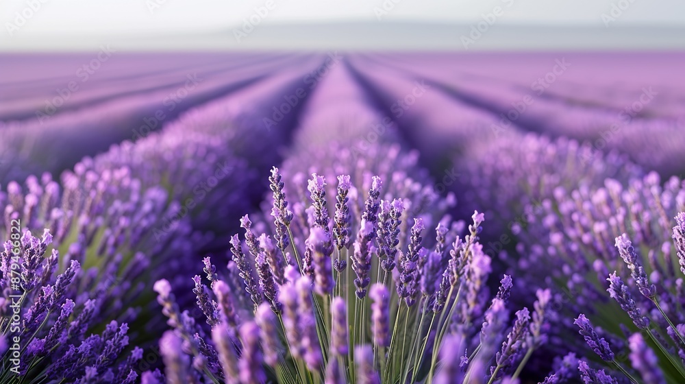 Fototapeta premium Abstract background of colorful nature scenes featuring vibrant floral patterns of lavender fields where the purple blooms stretch out creating a vast and aromatic landscape Illustration, Image, ,