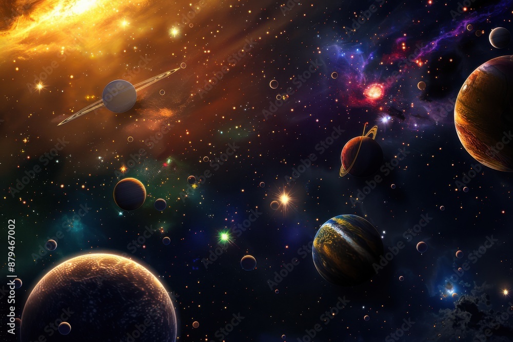 A majestic view of Saturn with its rings A majestic view of Saturn with its rings