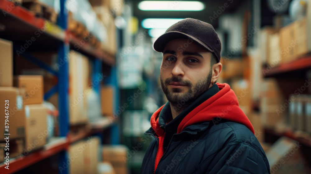 Portrait of a male delivery person at a courier service Portrait of a male delivery person at a courier service
