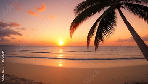 Landscape of paradise tropical island beach sunset