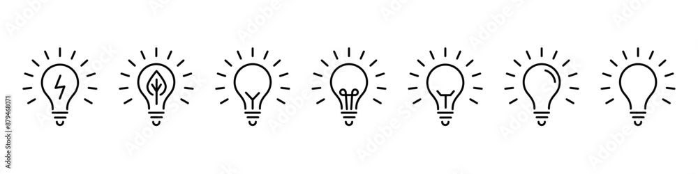 Light bulb icon. Idea sign. Electricity symbol vector set. Iolated lamp icon on white background Light bulb icon. Idea sign. Electricity symbol vector set. Iolated lamp icon on white background