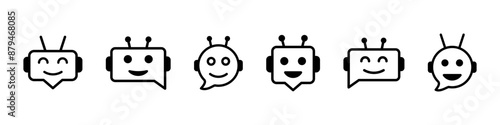 Chatbot icon. Robot assistant sign. Support bot vector set. Assistant ai message service.