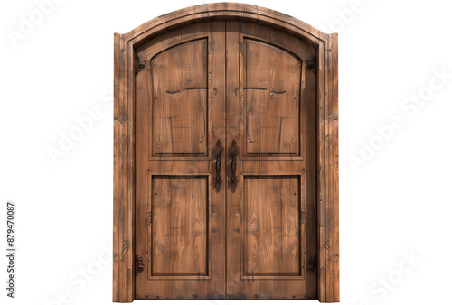 Wooden old vintage door  isolated on transparent or white background