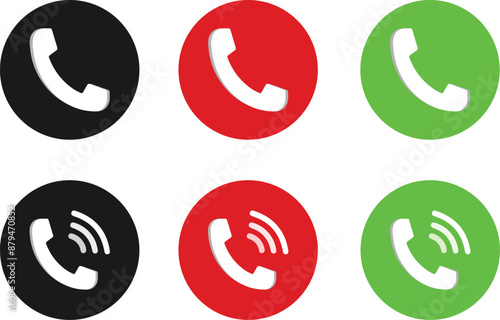 phone call buttons and WiFi black, red, green