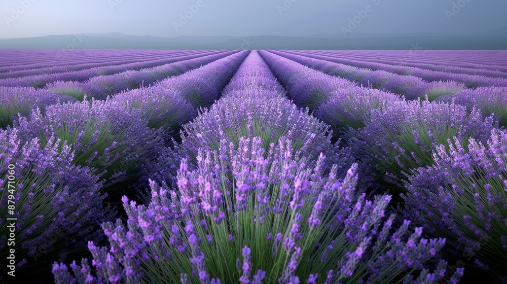 Obraz premium Abstract background of colorful nature scenes featuring vibrant floral patterns of lavender fields where the purple blooms stretch out creating a vast and aromatic landscape Illustration, Image, ,