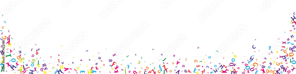 Flying latin letters. Colorful childish scattered Flying latin letters. Colorful childish scattered