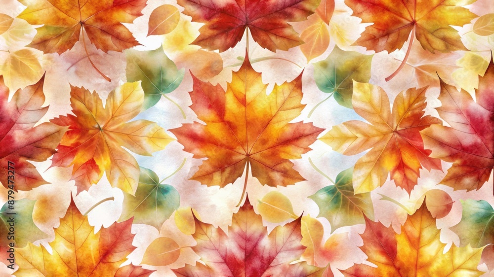 Fototapeta premium Abstract autumn leaves pattern, vibrant colors
