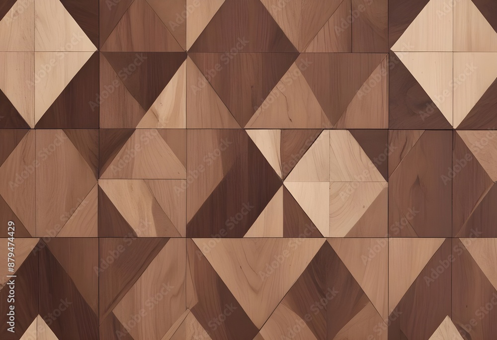 Fototapeta premium Dark teak wood tile with geometrical diamond incision on it