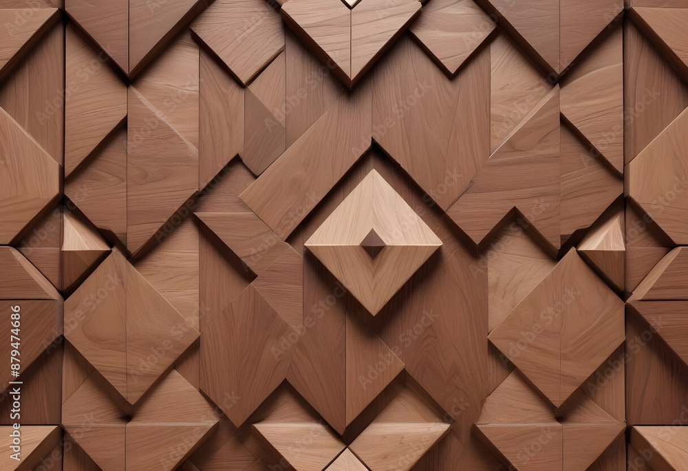 Dark teak wood tile with geometrical diamond incision on it Dark teak wood tile with geometrical diamond incision on it