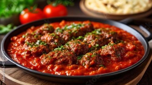  Delicious meatballs simmering in a rich tomato sauce