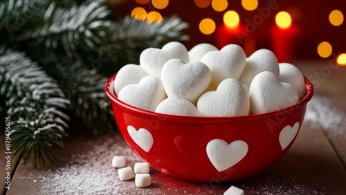  Heartshaped marshmallows in a festive bowl