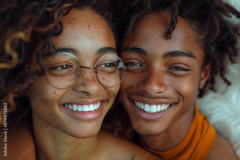 wo dark-skinned teenagers laugh sincerely, modern style, casual style, emotionally. wo dark-skinned teenagers laugh sincerely, modern style, casual style, emotionally.