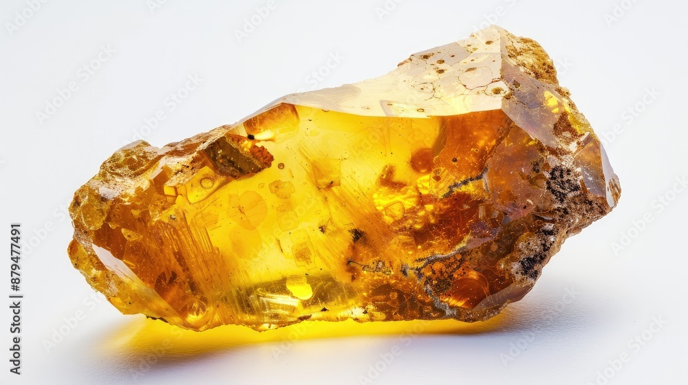 Yellow amber with inclusions on a white background Bark encased in resin Ancient fossilized resin mineral Vintage material resembling sunstone Yellow amber with inclusions on a white background Bark encased in resin Ancient fossilized resin mineral Vintage material resembling sunstone