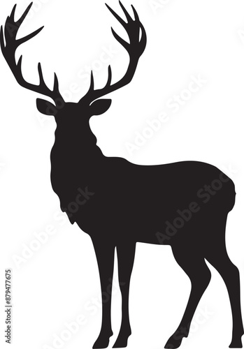 black deer silhouette vector illustration 