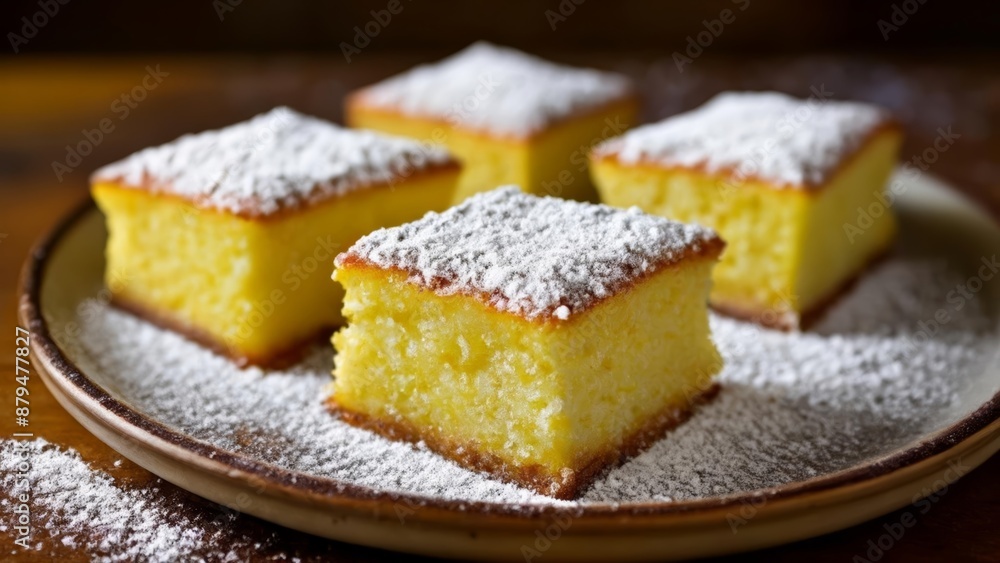 Deliciously tempting dessert squares ready to be savored Deliciously tempting dessert squares ready to be savored