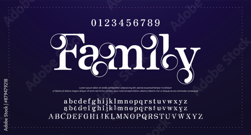Family Modern Bold Font. Sans Serif Font. Regular Italic Uppercase Lowercase Typography urban style alphabet fonts for fashion, sport, technology, digital, movie, logo design, vector illustration