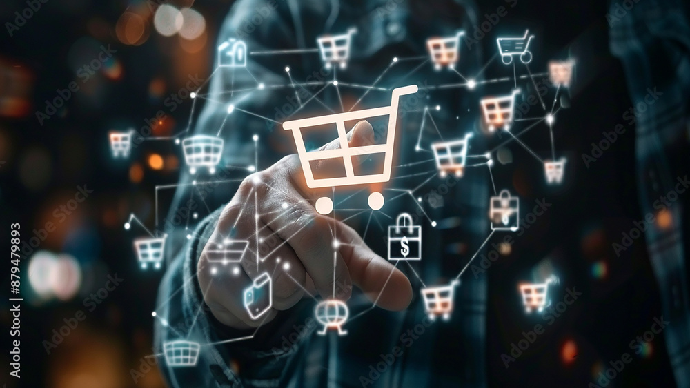 E-commerce and online shopping concept with icons, website ad, email, social network, SEO, video, mobile app,Digital online marketing commerce sale concept, virtual screen,ecommerce growth concept, E-commerce and online shopping concept with icons, website ad, email, social network, SEO, video, mobile app,Digital online marketing commerce sale concept, virtual screen,ecommerce growth concept,