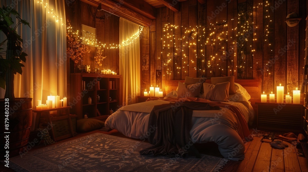 a romantic romantic bedroom bedroom with candles and lights. a romantic romantic bedroom bedroom with candles and lights.