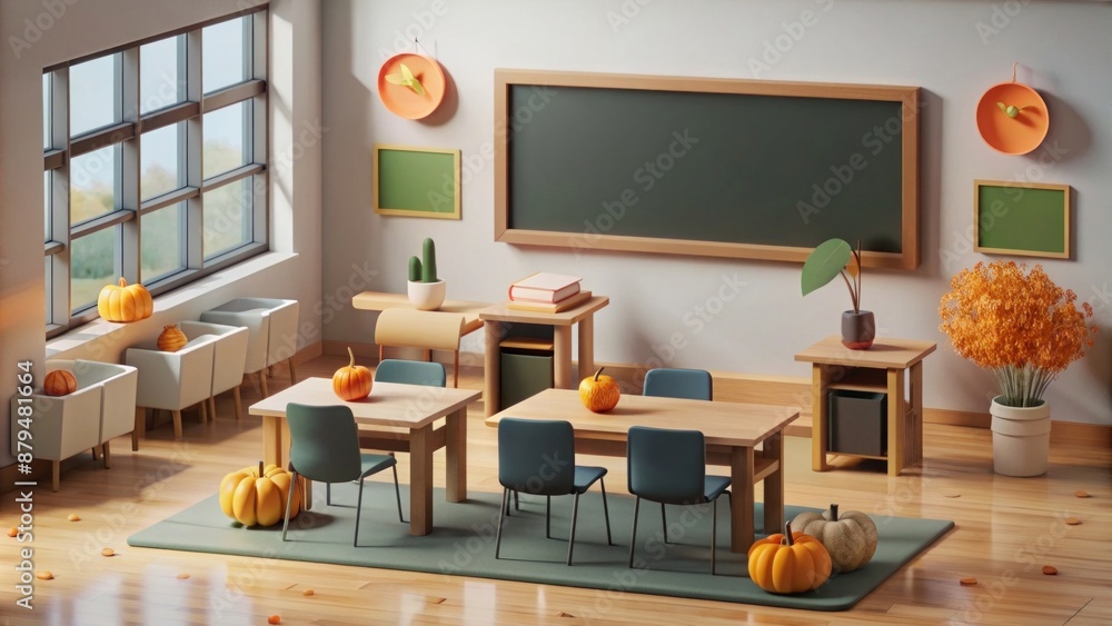 Obraz premium School class, autumn scenery, back to school.