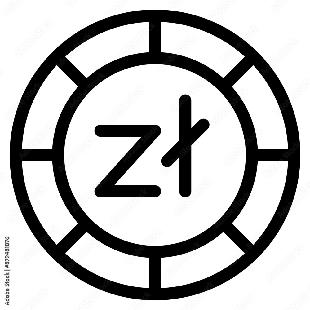 Zloty, coin, currency, money, cash Icon
