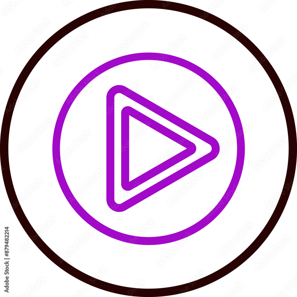 Play Button Vector Line Purple Circle black