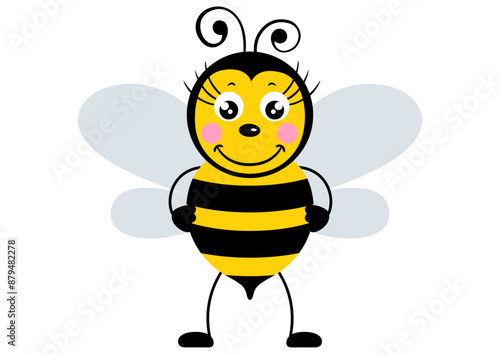 Funny girl bee isolated on white