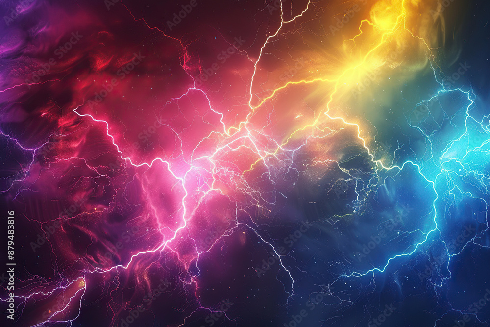 Generative ai on theme of scary bright electric lightning bolt with branches in the night dark sky Generative ai on theme of scary bright electric lightning bolt with branches in the night dark sky