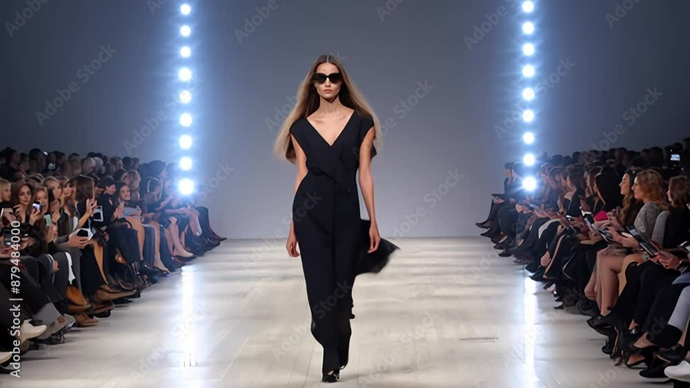 custom made wallpaper toronto digitalFashion Show Model Walks Runway in Black Dress