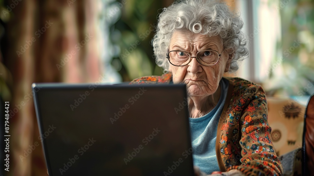 An elderly woman is focused on using a laptop in a well-lit living room filled with natural light, representing the blend of tradition and technology usage among seniors. An elderly woman is focused on using a laptop in a well-lit living room filled with natural light, representing the blend of tradition and technology usage among seniors.