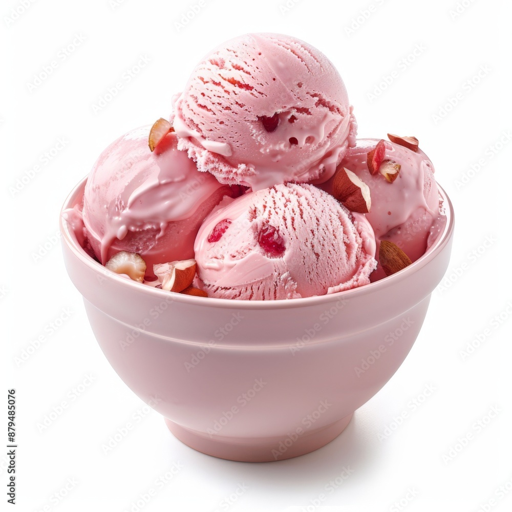 A bowl of lychee ice cream, featuring scoops with lychee pieces. A bowl of lychee ice cream, featuring scoops with lychee pieces.