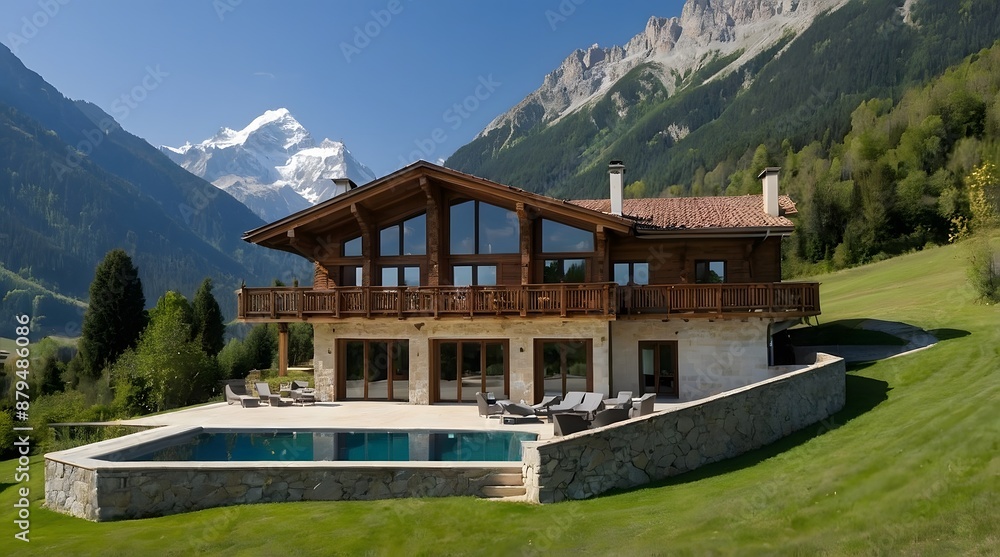 Naklejka premium Exterior Villa With Large Windows