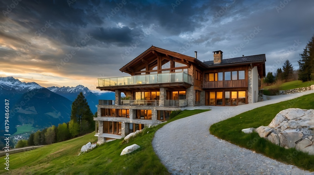 Exterior Villa With Large Windows Exterior Villa With Large Windows