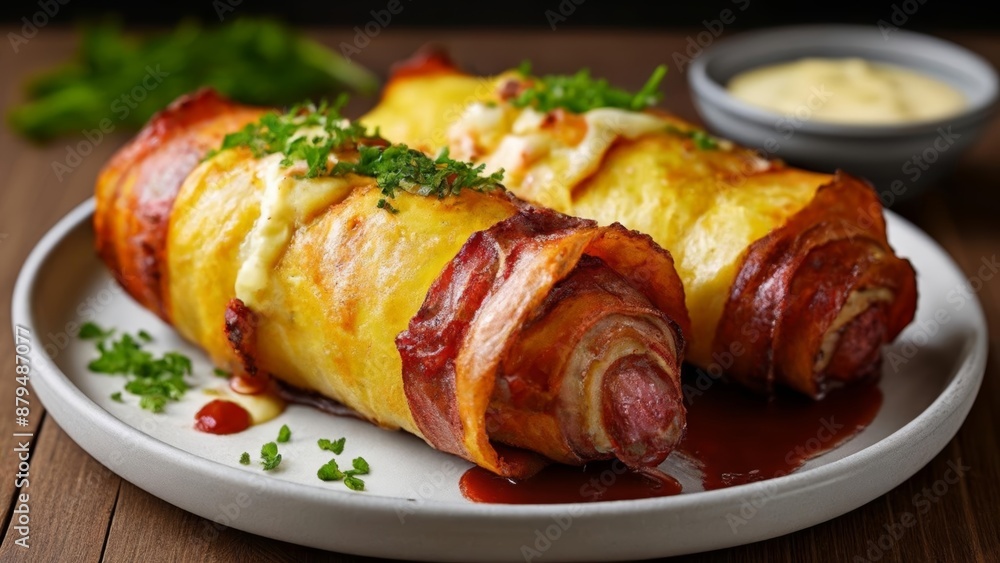Deliciously rolled meat perfectly cooked and ready to savor Deliciously rolled meat perfectly cooked and ready to savor