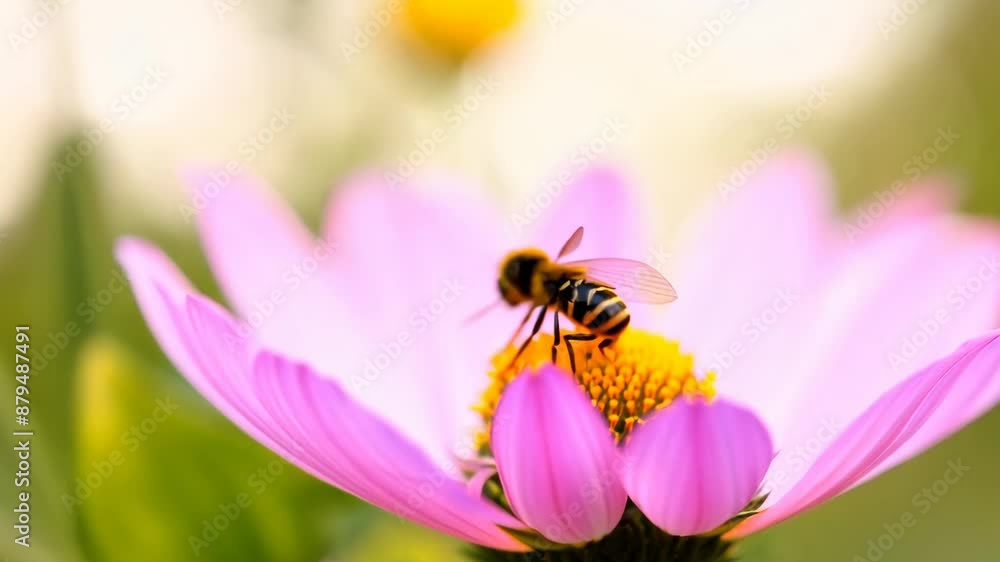 Bee Pollinating a Pink Flower Bee Pollinating a Pink Flower