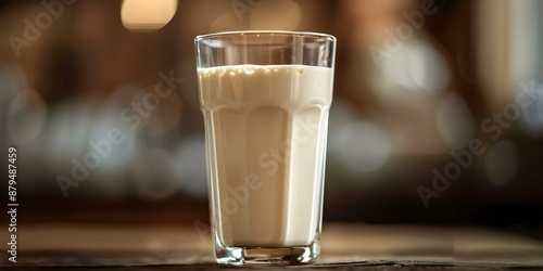 Highlighting Eco-Friendly Practices A Glass of Nonhomogenized Milk with a Creamy Top. Concept Eco-Friendly Practices, Nonhomogenized Milk, Creamy Top, Sustainable Dairy photo