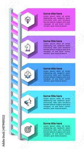 Infographic template. Vertical ladder with 5 steps