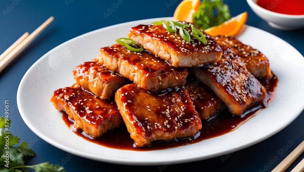 Teriyaki Grilled or broiled meat or fish glazed with soy sauce, sake, mirin, and sugar. Teriyaki Grilled or broiled meat or fish glazed with soy sauce, sake, mirin, and sugar.