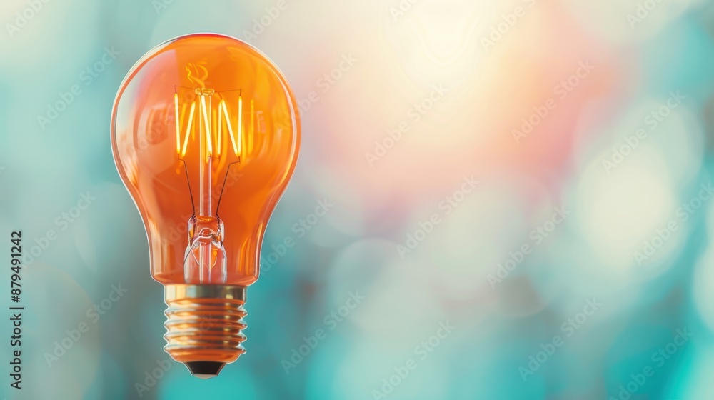 A minimalist photo of an orange lightbulb, symbolizing creativity and innovation, with a soft, blurred background adding depth to the image. Perfect for projects that require a simple yet impactful A minimalist photo of an orange lightbulb, symbolizing creativity and innovation, with a soft, blurred background adding depth to the image. Perfect for projects that require a simple yet impactful