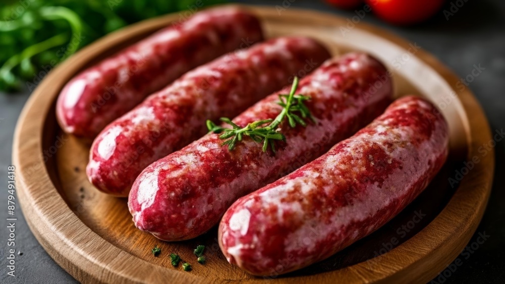 Deliciously seasoned sausages ready for the grill Deliciously seasoned sausages ready for the grill