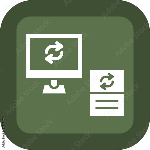 Data Synchronization Glyph Green Box Icon