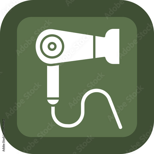 Hair Dryer Glyph Green Box Icon