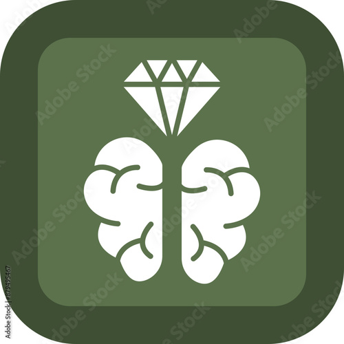 Brilliant Brain Glyph Green Box Icon