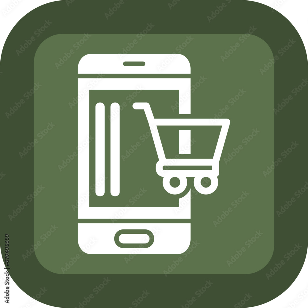 Mobile Shopping Glyph Green Box Icon Mobile Shopping Glyph Green Box Icon