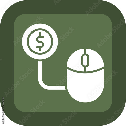 Pay Per Click Glyph Green Box Icon