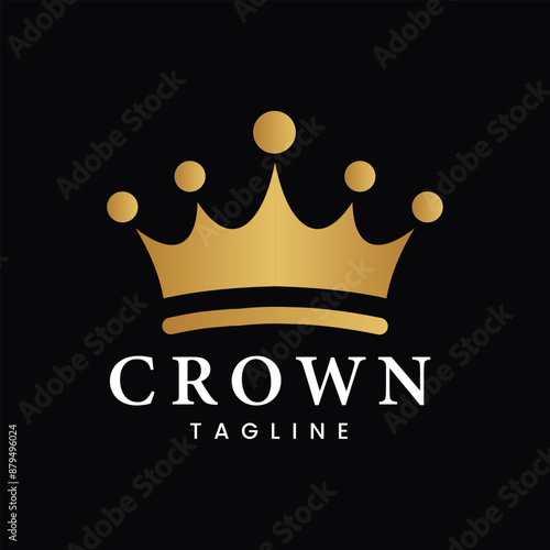Elegant Gold Crown Logo Royal and Majestic Design for Luxury Branding on Black background