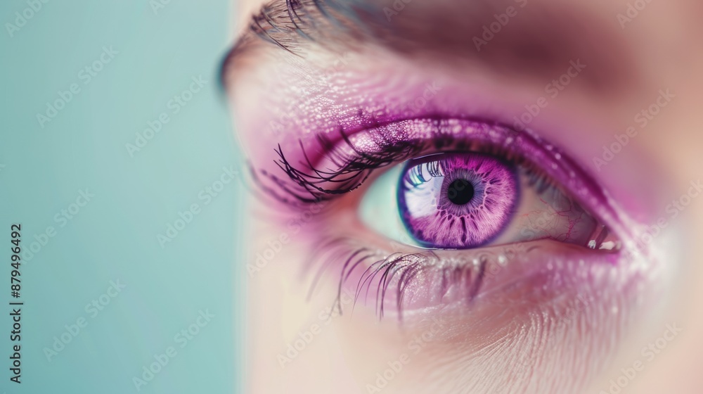 A minimalist image showcasing a purple eye, with clean lines and ample copy space around the eye for personalization. A minimalist image showcasing a purple eye, with clean lines and ample copy space around the eye for personalization.