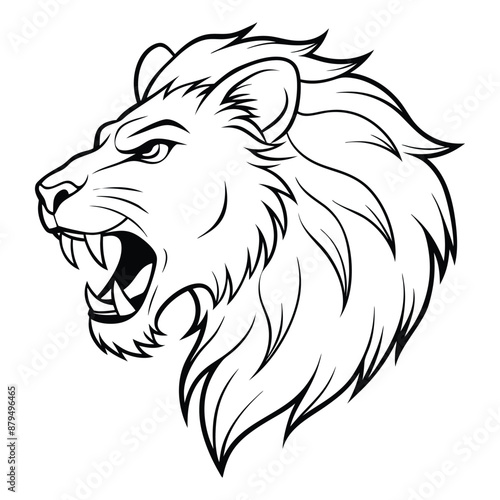 A angry Lion head line art vector illustration graphic design photo