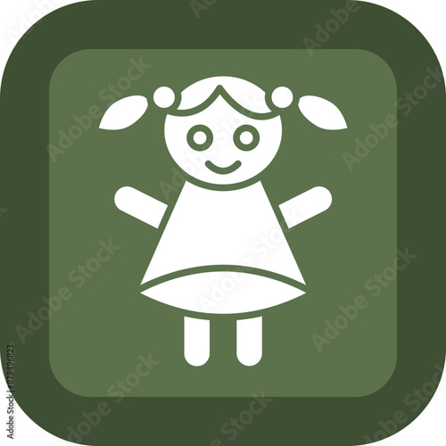 Doll Glyph Green Box Icon