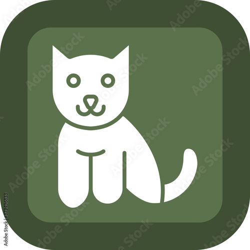 Cat Glyph Green Box Icon