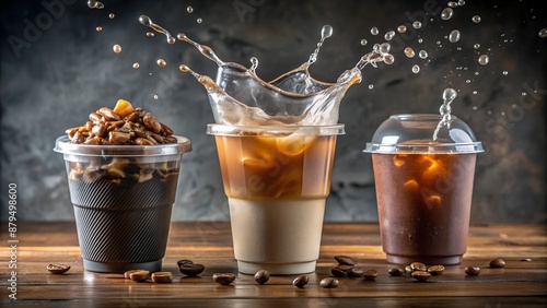 Refreshing iced coffee beverages with rich aroma and smooth taste photo